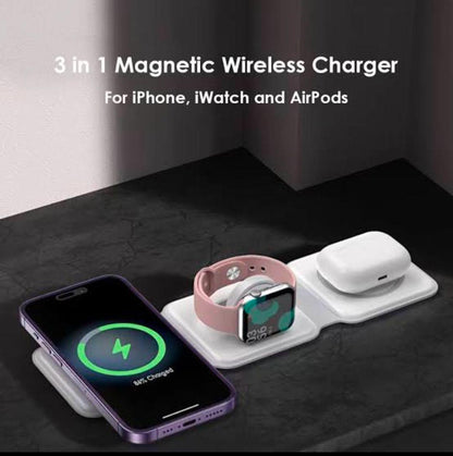 Wireless Charging Pad - 15 Watts Power Hub 3 in 1 by Volt and Vogue